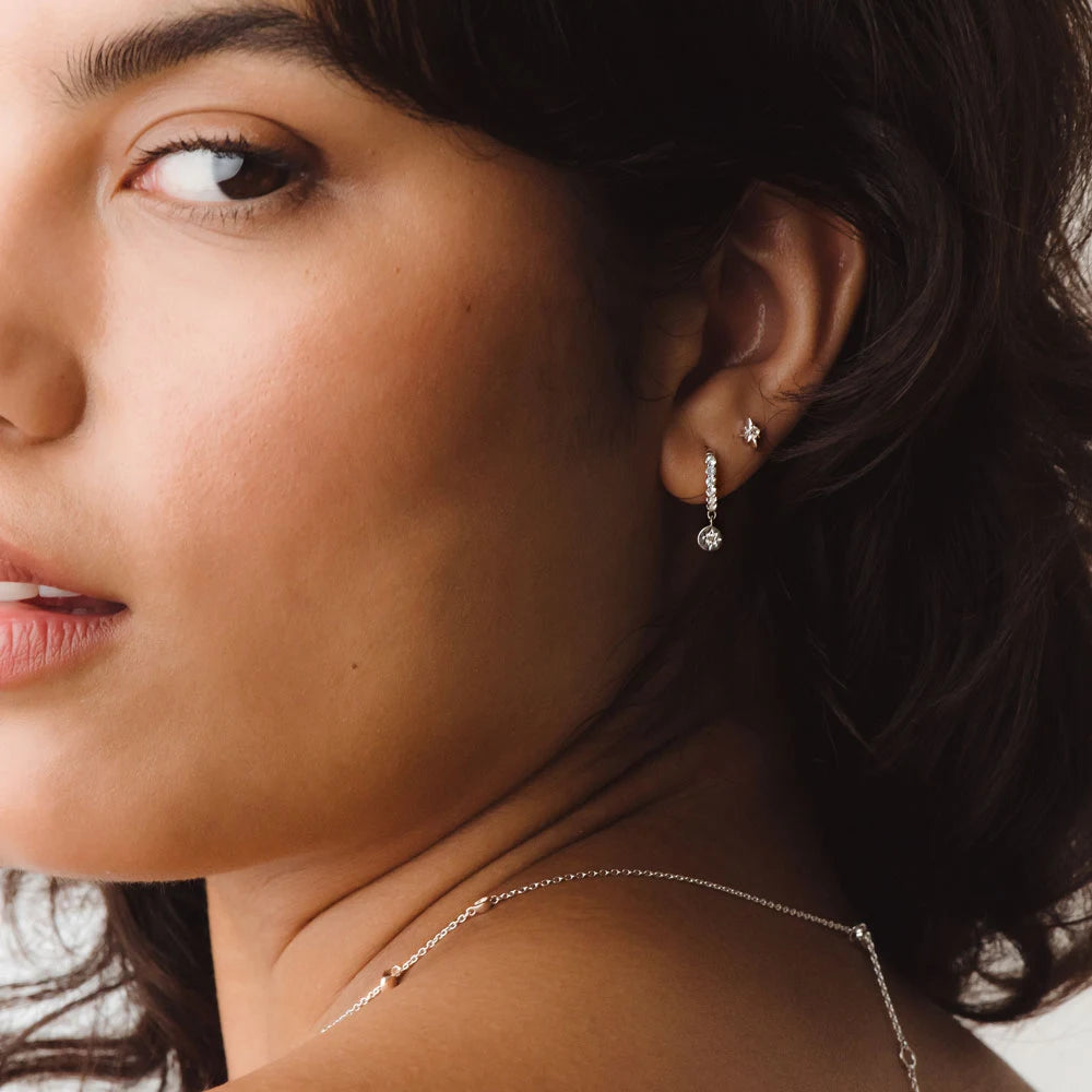 Astley Clarke Polaris Star Stud Earrings - White Sapphire & Sterling Silver/Gold Vermeil