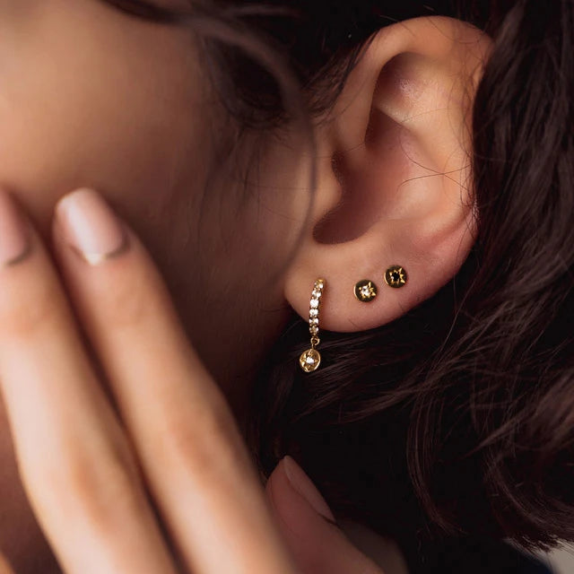 Astley Clarke Celestial Drop Hoop Earrings - Gold Vermeil & Pavé White Sapphires