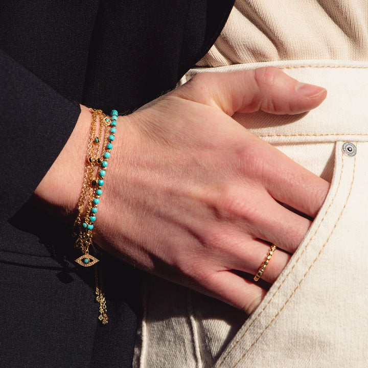 Astley Clarke Gold Vermeil Evil Eye Bracelet - Turquoise & Sapphire Gemstones