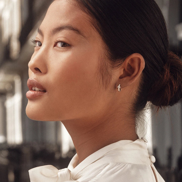 Astley Clarke Luna Light Huggie Hoop Earrings - Sterling Silver & White Sapphires