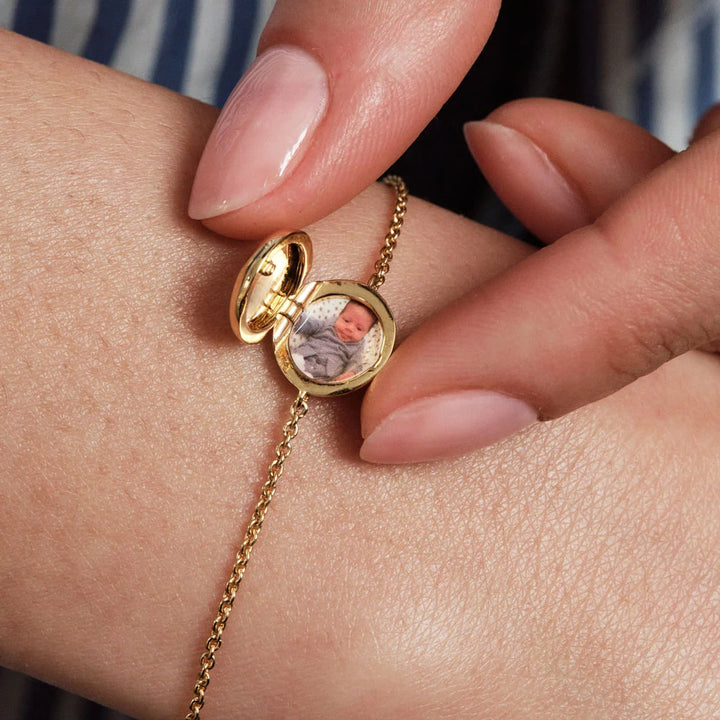Astley Clarke Personalized 925 Mini Locket Bracelet with White Sapphire