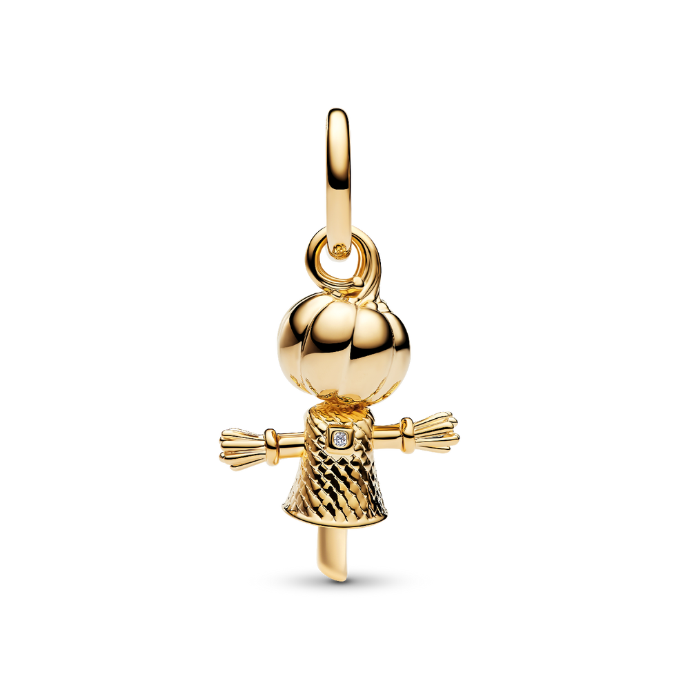 Pandora Pumpkin Scarecrow Dangle Charm 14k Gold-Plated