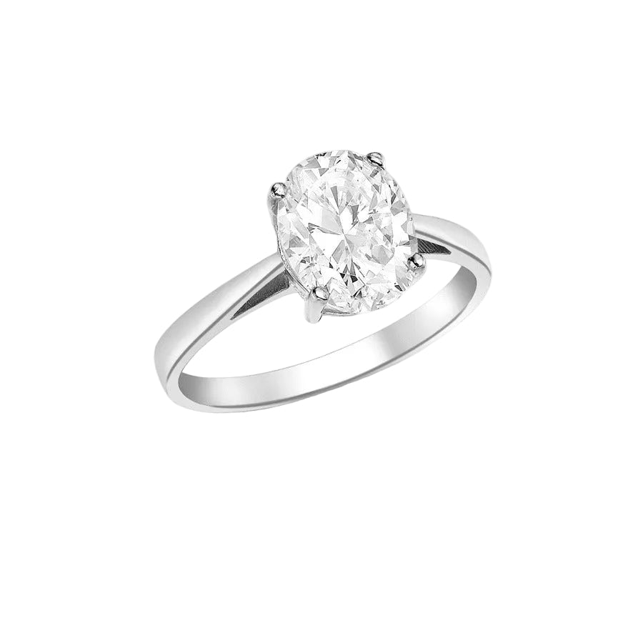 9ct White Gold 7mm x 9mm Oval CZ Solitaire Ring
