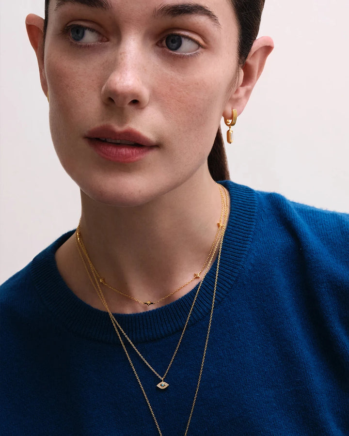 Astley Clarke Mini Evil Eye Pendant Necklace - Gold Vermeil & White Sapphire Pavé