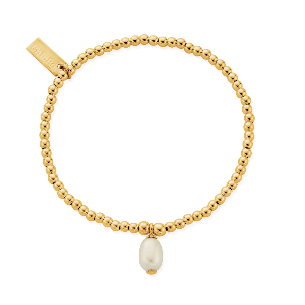 ChloBo Gold Cute Charm Pearl Drop Bracelet Image