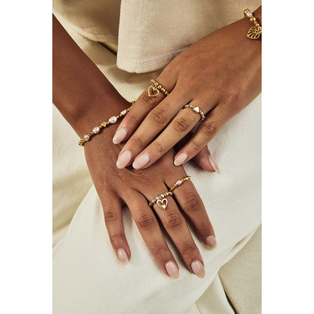 ChloBo Gold Mini Sparkle Pink Pearl Ring