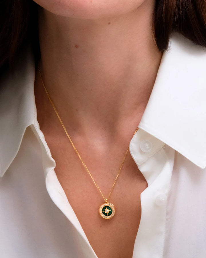 Astley Clarke Gold Vermeil Polaris Malachite Locket Necklace