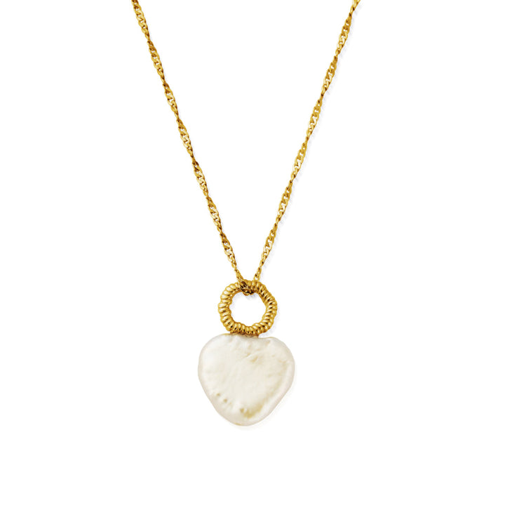 ChloBo Gold Tiny Twisted Rope Chain Lucky Pearl Necklace Image