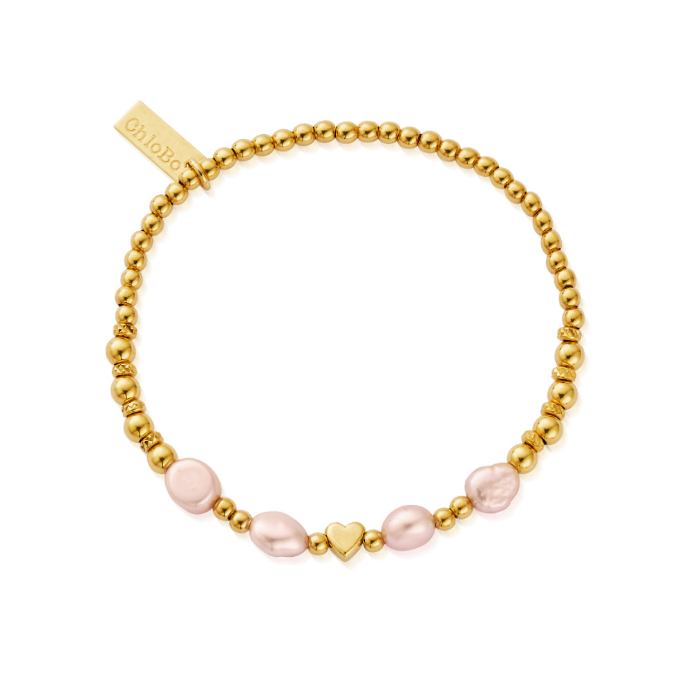 ChloBo Gold With Love Pink Pearl Bracelet Image