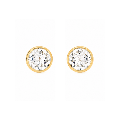Mococo Fine 9ct Gold Round CZ Stud Earrings