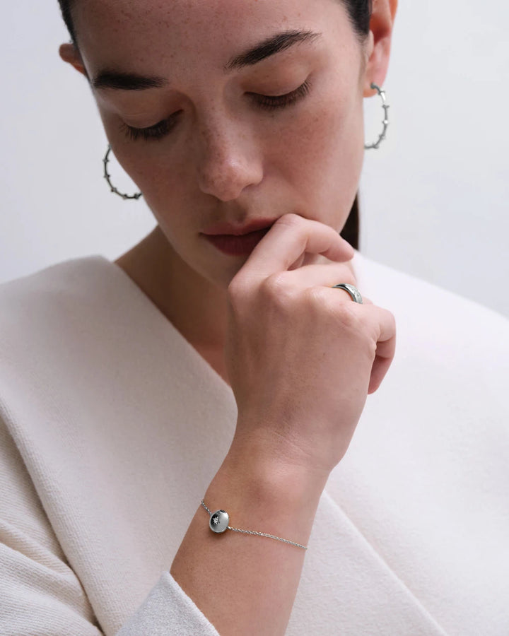 Astley Clarke Personalized 925 Mini Locket Bracelet with White Sapphire