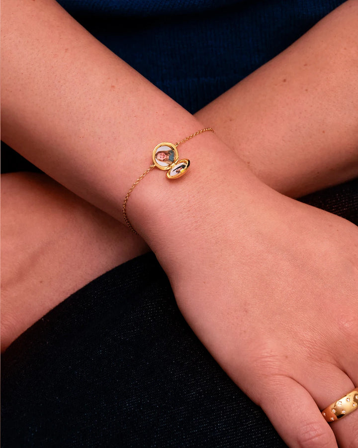 Astley Clarke Personalized 925 Mini Locket Bracelet with White Sapphire