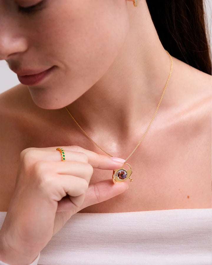 Astley Clarke Personalized 18ct Gold Vermeil Padlock Heart Locket Necklace