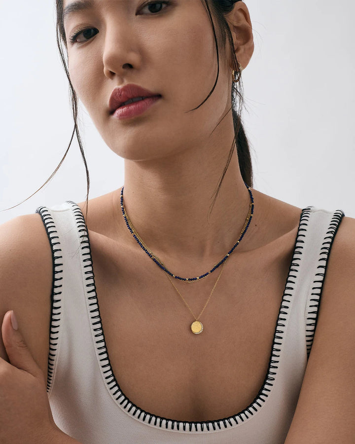 Astley Clarke Gold Vermeil Mini Lunar White Sapphire Pendant Necklace