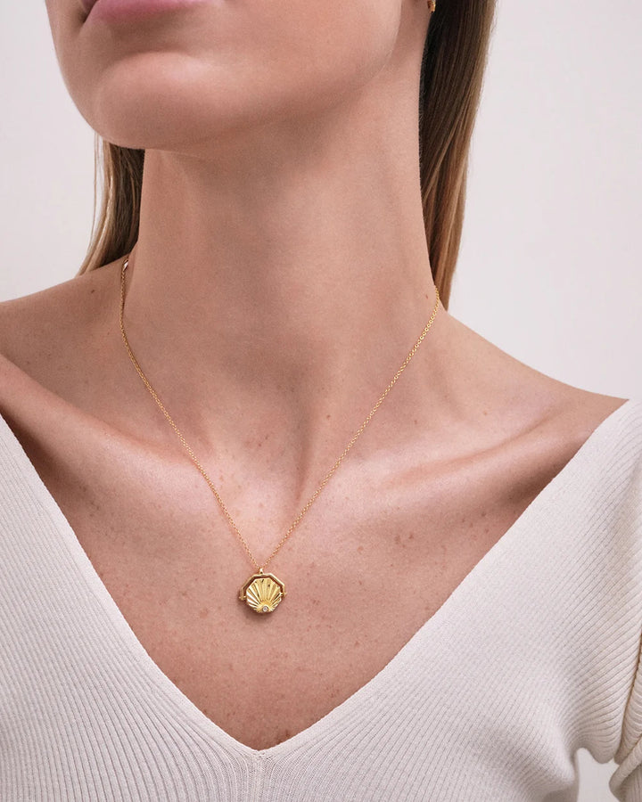 Astley Clarke Gold Celestial Sunrise Spinner Locket Necklace