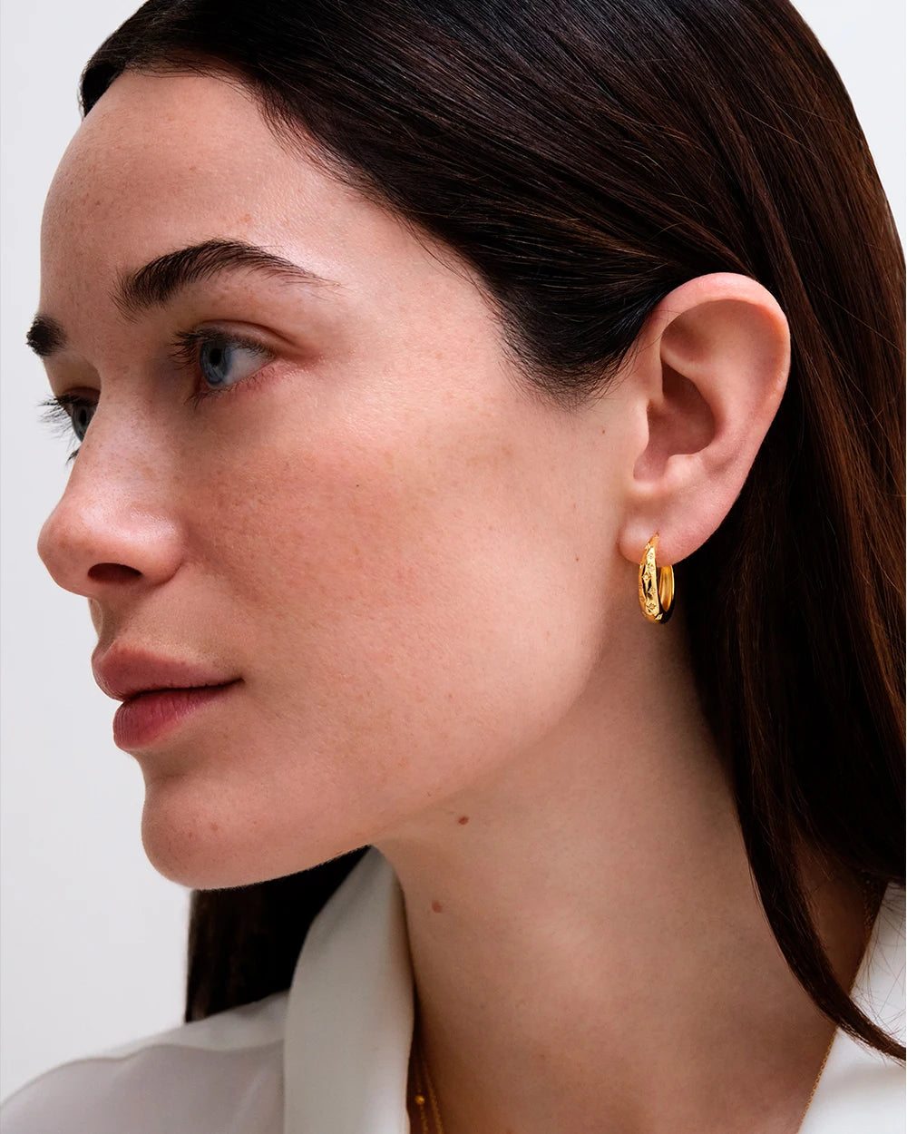 Astley Clarke Gold Vermeil Celestial Tiny Star White Sapphire Hoop Earrings
