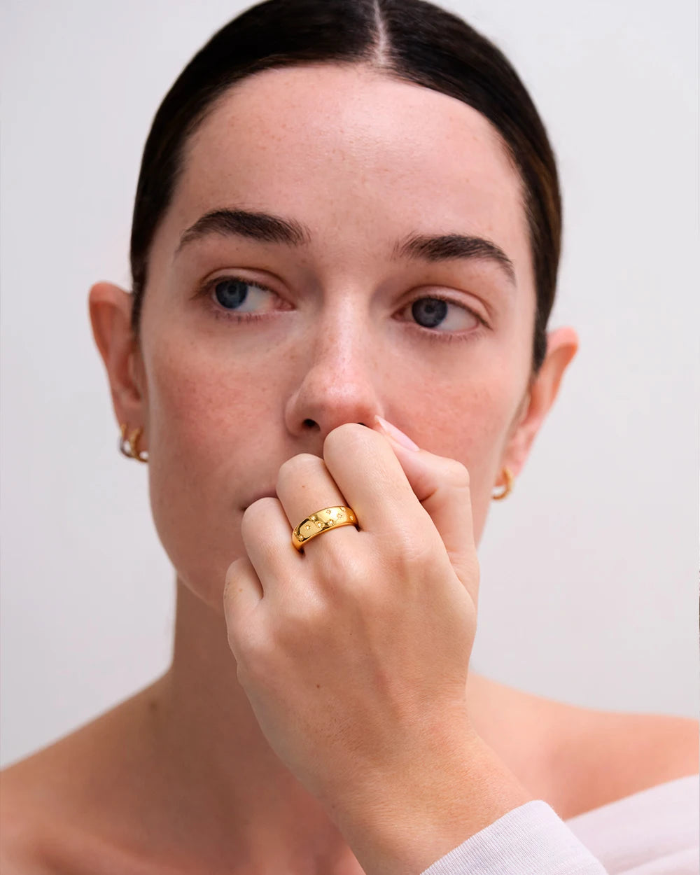 Astley Clarke Gold Vermeil Celestial Wide Band White Sapphire Ring