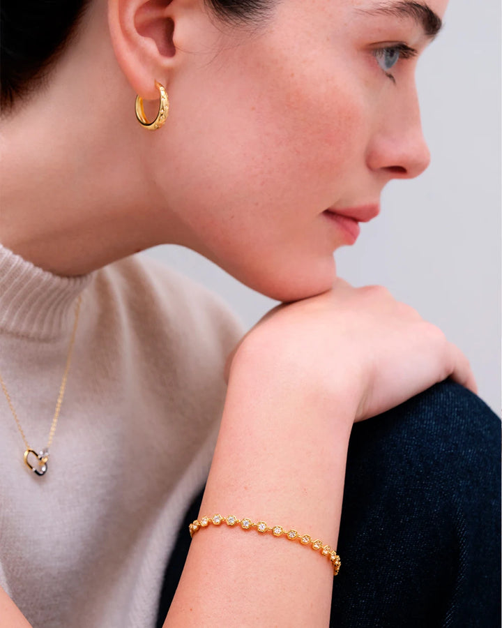 Astley Clarke Silver and Gold Moxed Metal Aurora Interlinking Hoop Necklace