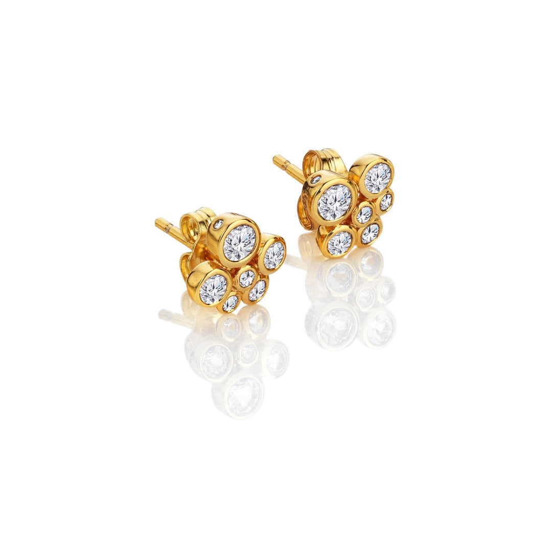 Hot Diamonds Gold Plated Sterling Silver White Topaz Diamond Cluster Stud Earrings