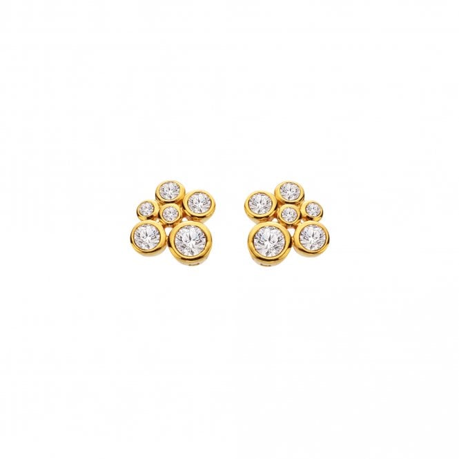 Hot Diamonds Gold Plated Sterling Silver White Topaz Diamond Cluster Stud Earrings