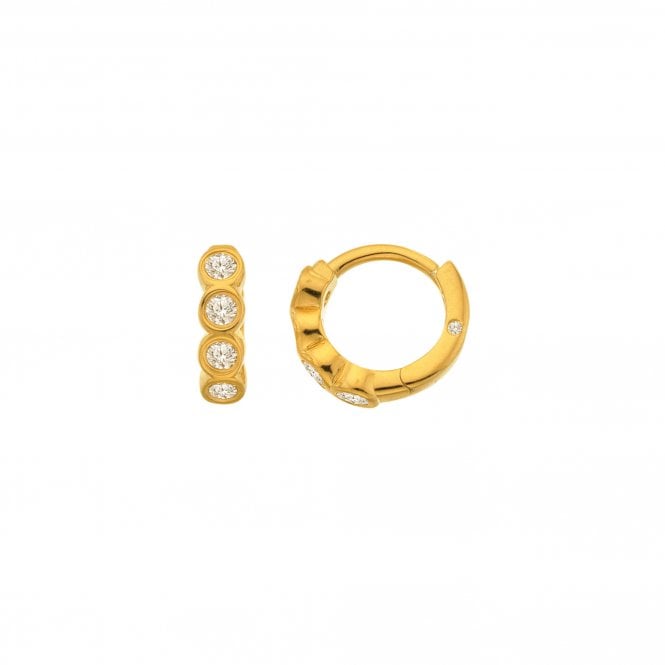 Elegant Gold-Plated Sterling Silver Diamond & White Topaz Huggie Earrings - 8mm