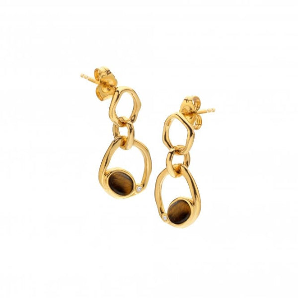 Hot Diamonds x Gemstones Gold   Silver Offset Earrings