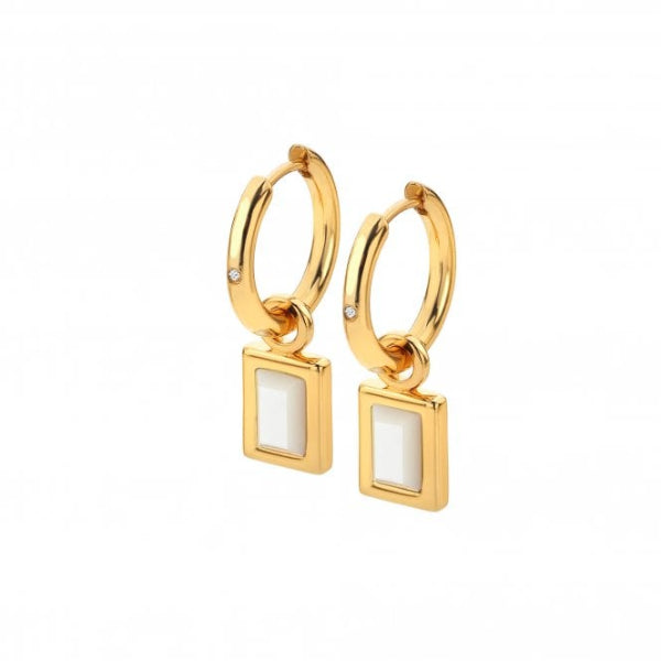 Hot Diamonds x Gemstones Gold   Silver Rectangle Earrings