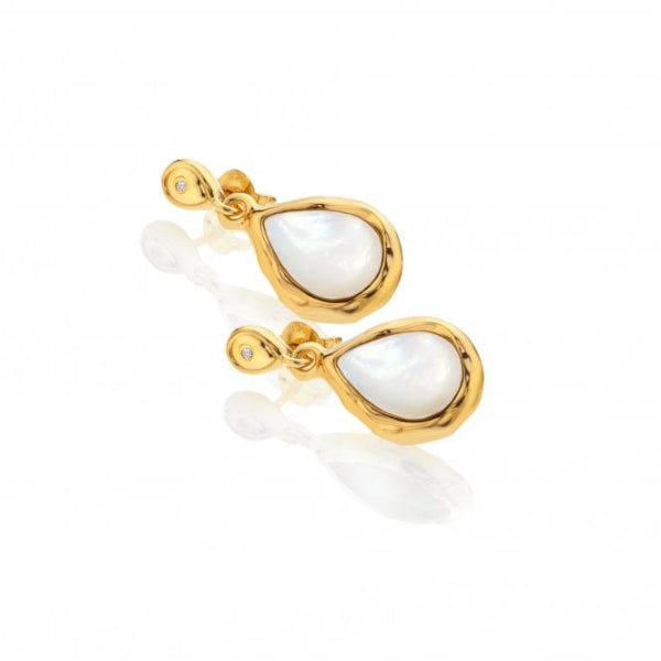 Hot Diamonds x Gemstones Gold   Silver Teardrop Earrings