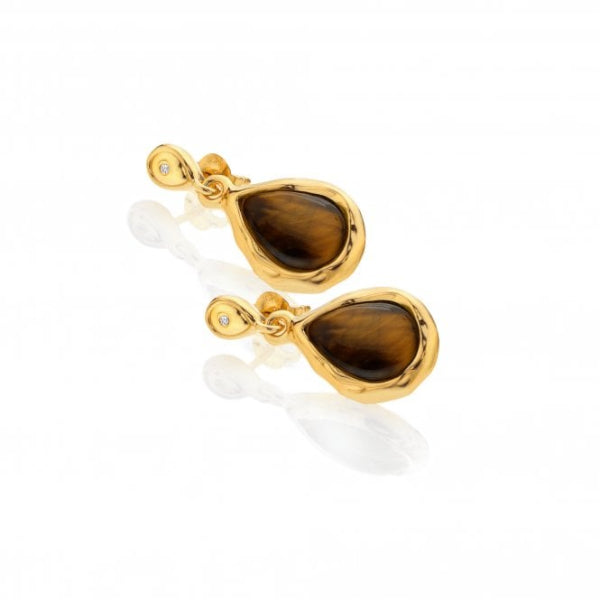 Hot Diamonds x Gemstones Gold   Silver Teardrop Earrings