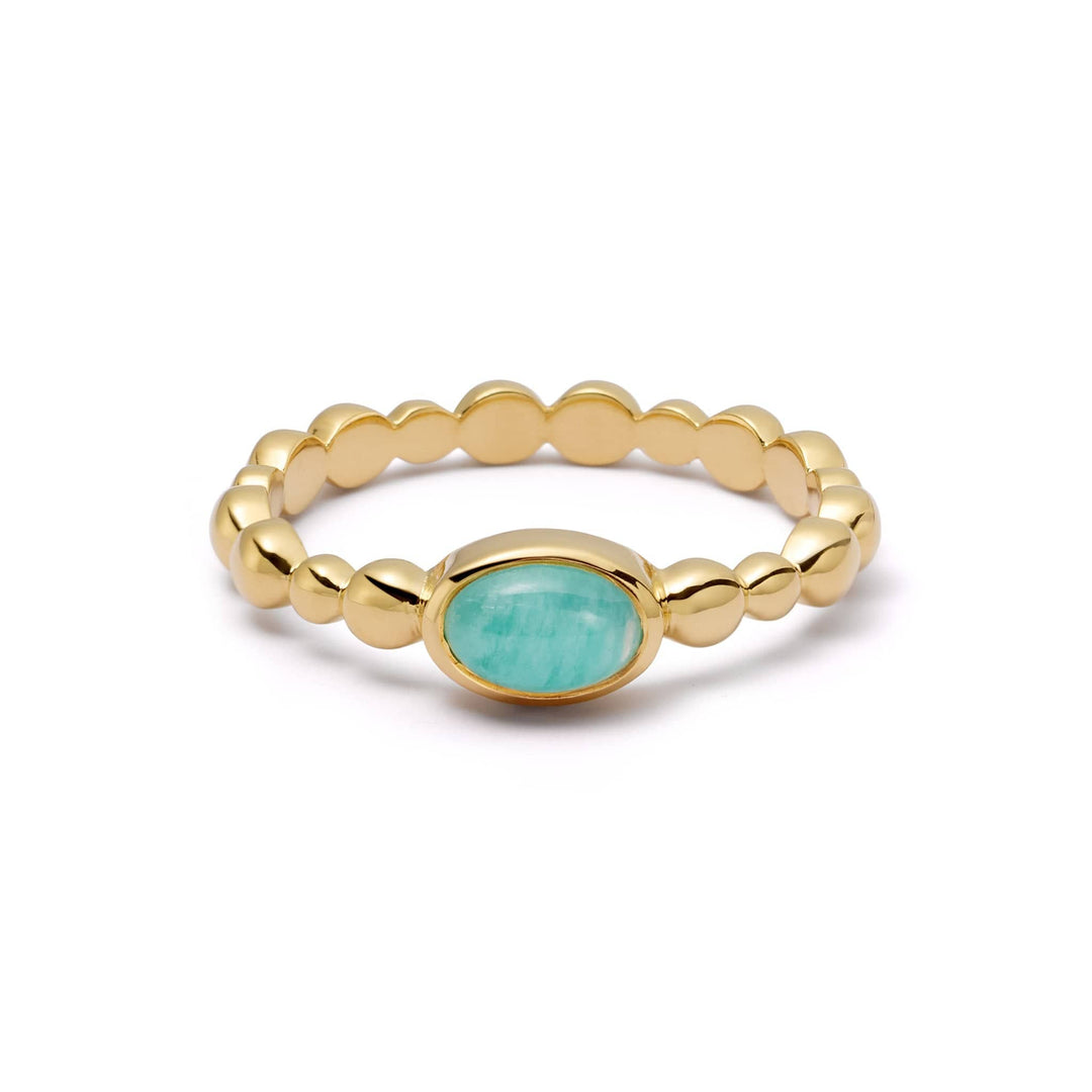 Chic 18ct Gold Plated Bobble Ring with Unique Healing Gemstones - Daisy London