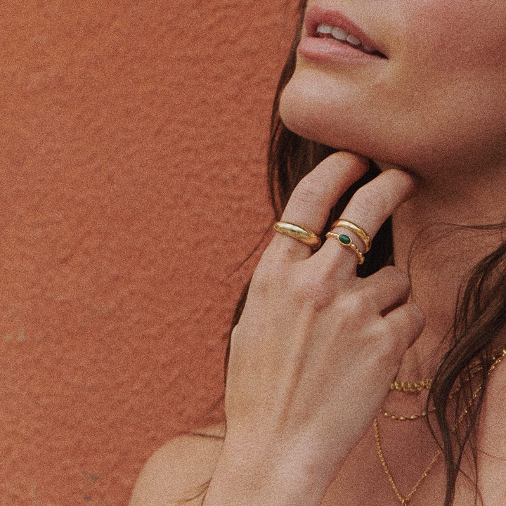 Chic 18ct Gold Plated Bobble Ring with Unique Healing Gemstones - Daisy London