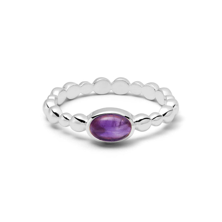Elegant Sterling Silver Bobble Ring with Natural Healing Gemstone - Stackable Jewellery