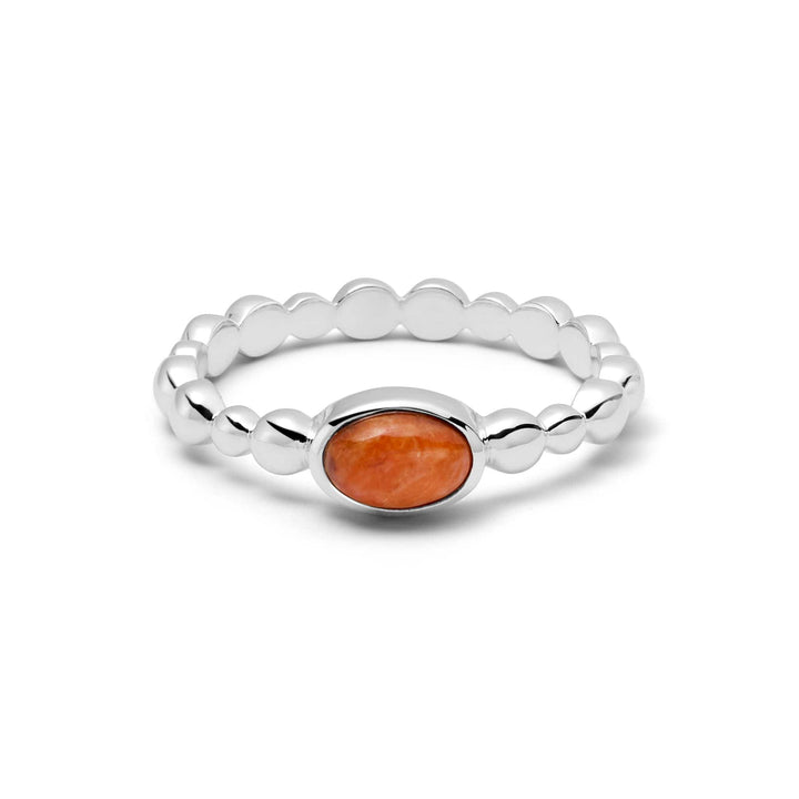 Elegant Sterling Silver Bobble Ring with Natural Healing Gemstone - Stackable Jewellery