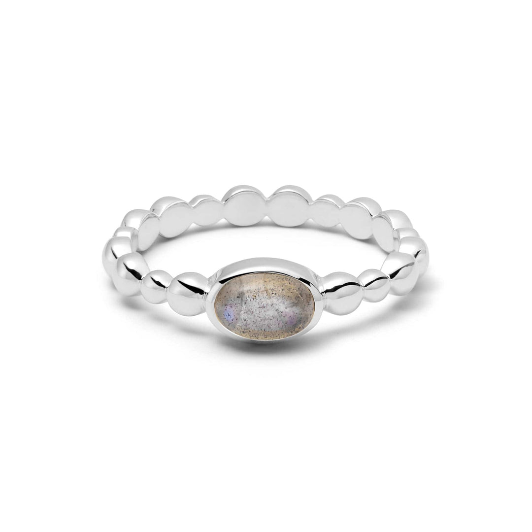 Elegant Sterling Silver Bobble Ring with Natural Healing Gemstone - Stackable Jewellery