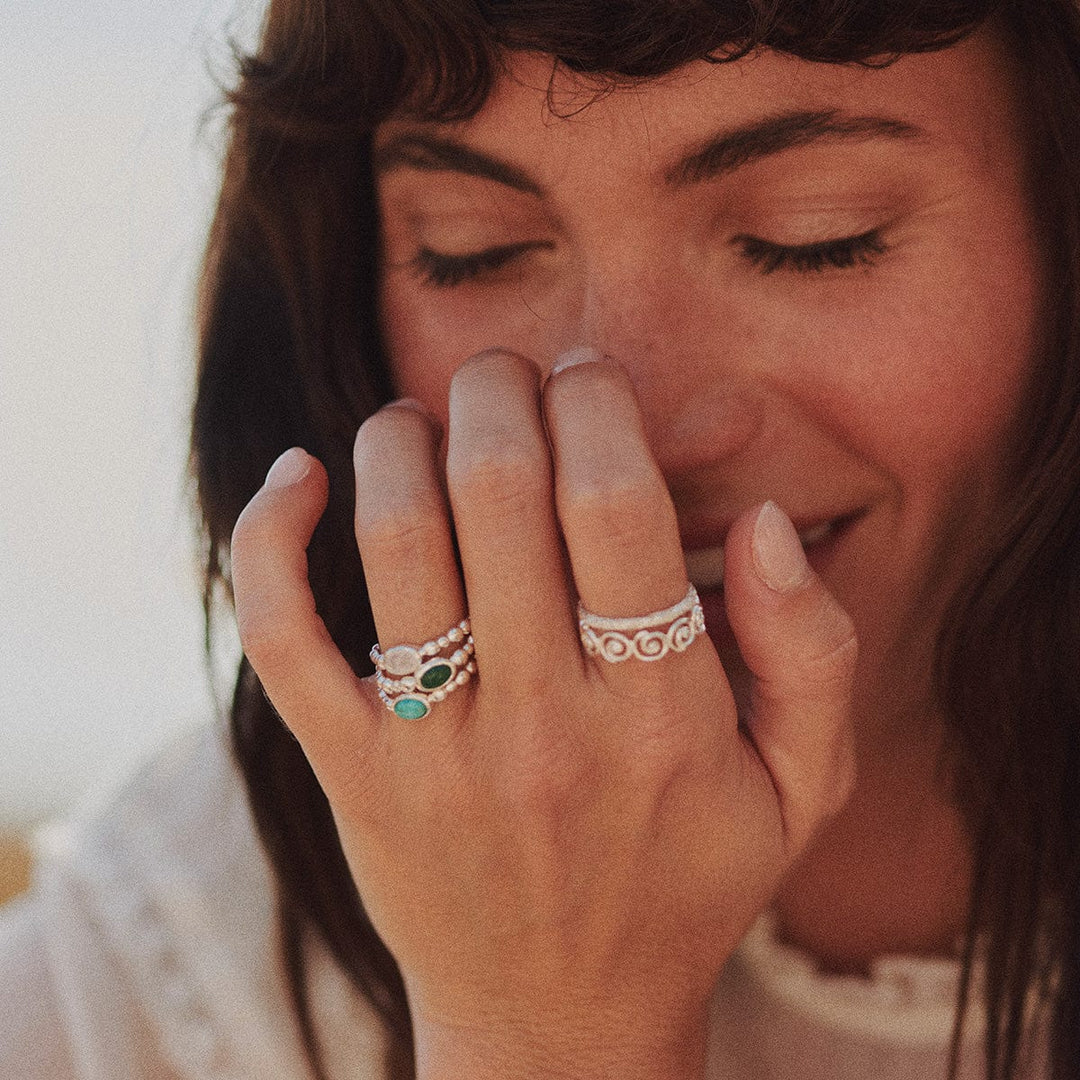 Elegant Sterling Silver Bobble Ring with Natural Healing Gemstone - Stackable Jewellery