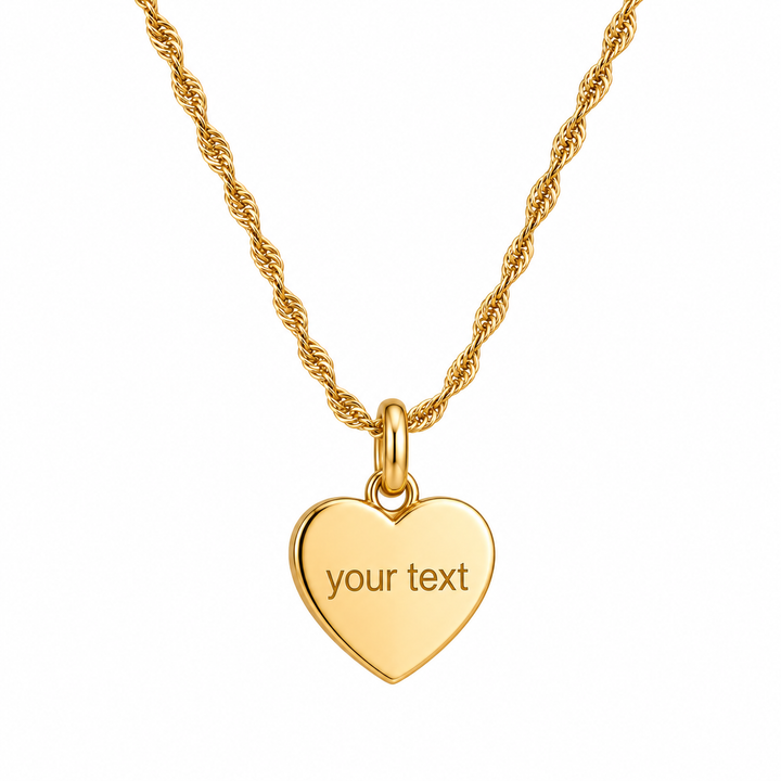 Mococo Gold Personalised Heart Charm Necklace