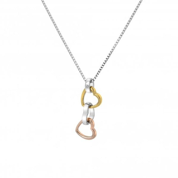 Hot Diamonds 18CT Gold Plate and Silver Trio Triple Heart Pendant - Rose and Yellow Gold - MococoHot DiamondsDP8365055069045177Necklaces