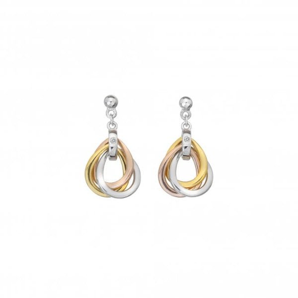 Hot Diamonds 18CT Rose Gold Plate and Silver Trio Teardrop Earrings - Rose and Gold Plate Accents - MococoHot DiamondsDE6455055069043579Earrings