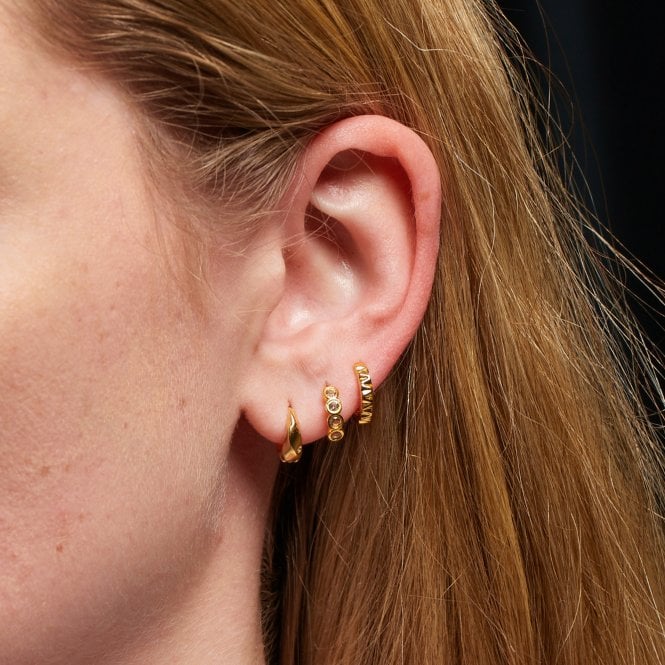 Hot Diamonds Gold Elegant Diamond & White Topaz Huggie Earrings - MococoHot DiamondsDE854Earrings