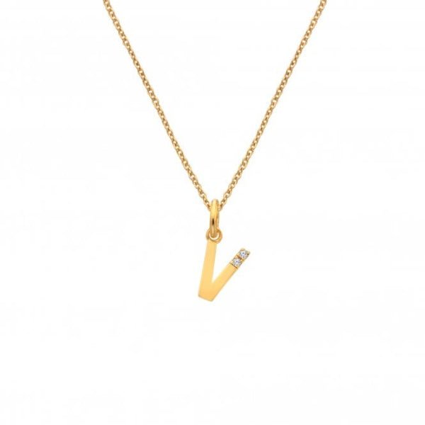 Hot Diamonds Gold Jac Jossa Letter V Pendant - MococoHot DiamondsDP9605055069052694Necklaces