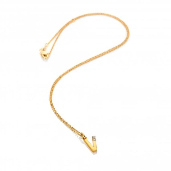 Hot Diamonds Gold Jac Jossa Letter V Pendant - MococoHot DiamondsDP9605055069052694Necklaces
