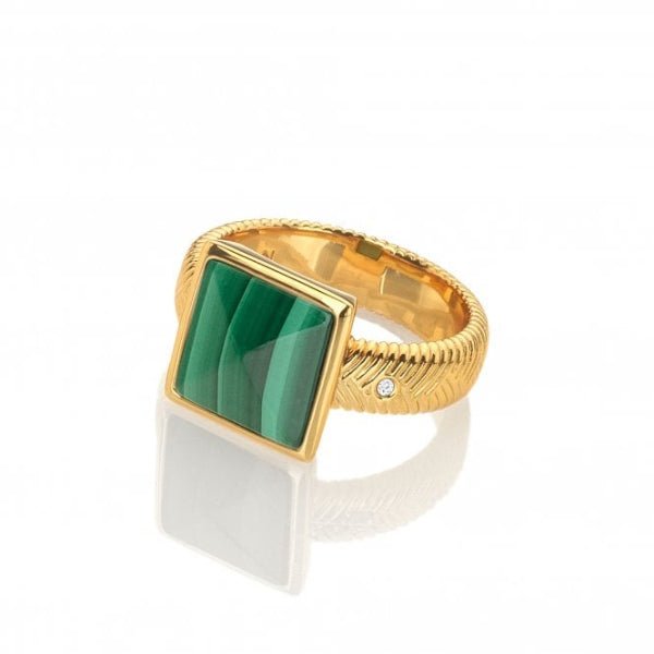 Hot Diamonds Gold Jac Jossa Revive Malachite Ring - MococoHot DiamondsDR248/L5055069049250Rings