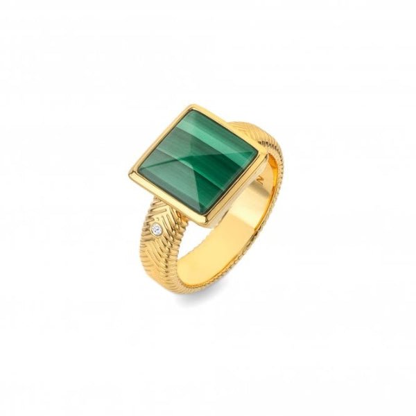 Hot Diamonds Gold Jac Jossa Revive Malachite Ring - MococoHot DiamondsDR248/L5055069049250Rings