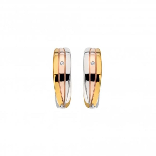 Hot Diamonds Gold Silver Trio Hoop Earrings - Tri - colour - MococoHot DiamondsDE8415055069057446Earrings