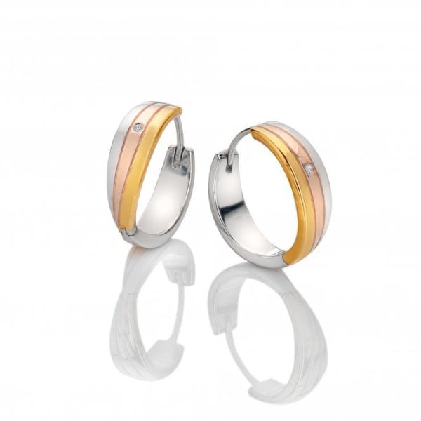 Hot Diamonds Gold Silver Trio Hoop Earrings - Tri - colour - MococoHot DiamondsDE8415055069057446Earrings