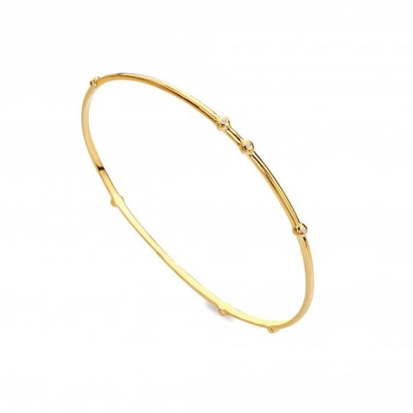 Hot Diamonds Gold Silver X TG Organic White Topaz Bangle Bracelet - YGP - MococoHot DiamondsDC1995055069055428Bracelets
