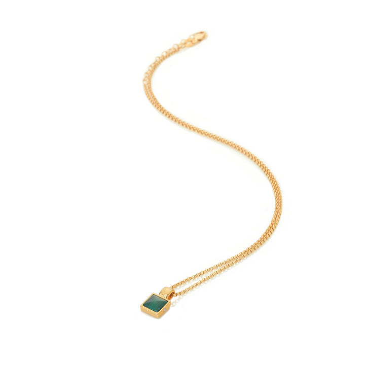 Hot Diamonds X Gold Revive Malachite Square Pendant Necklace