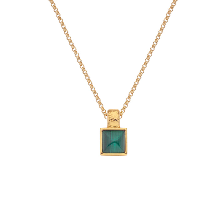 Hot Diamonds X Gold Revive Malachite Square Pendant Necklace