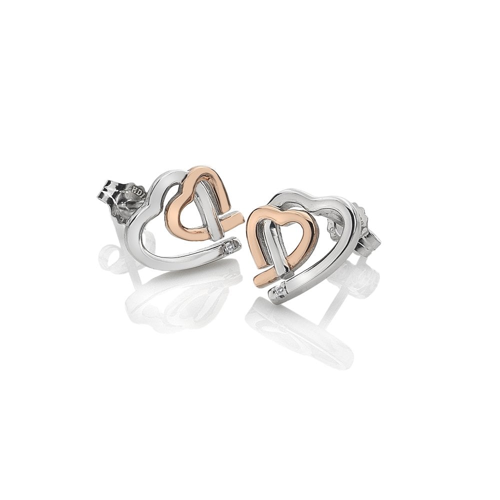 Hot Diamonds Silver & Rose Gold Warm Heart Earrings - MococoHot DiamondsDE532Earrings