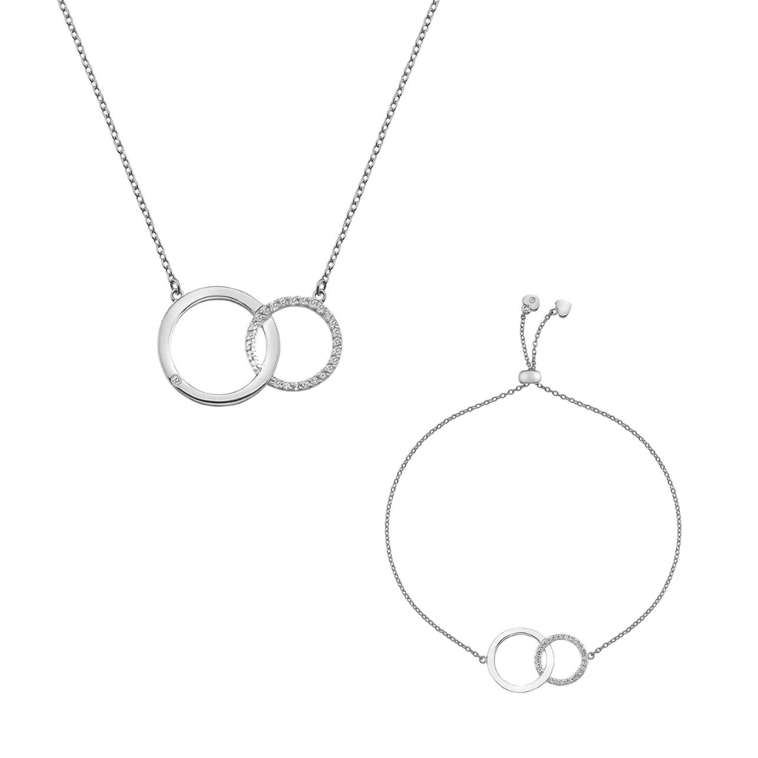 Hot Diamonds Silver Striking Circle Necklace & Bracelet Set - MococoHot DiamondsJewellery Sets